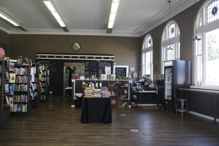 The interior of Vault Books and Brew.